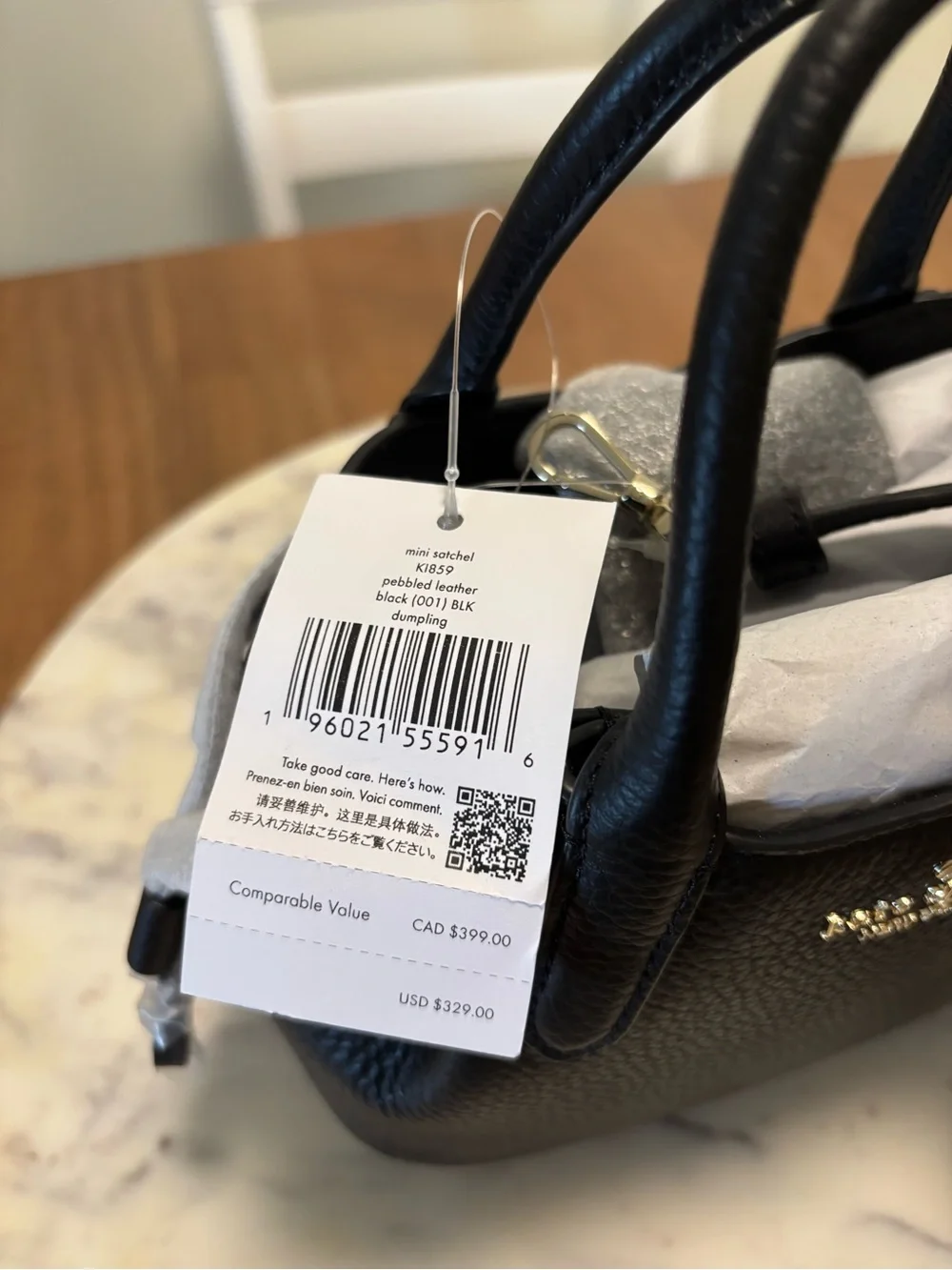 kate spade Black Pebbled Leather Dome Satchel with Crossbody Strap